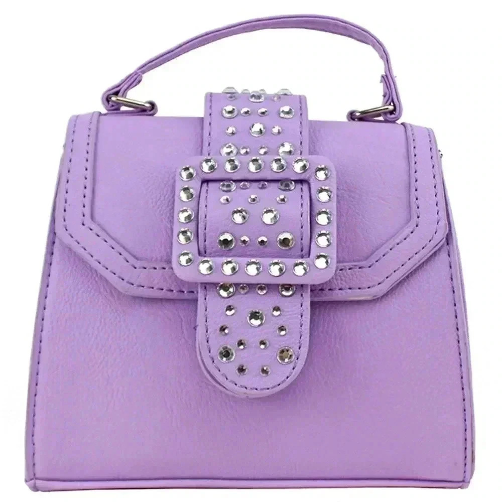 "OMG" Rhinestone Buckle Crossbody Bag